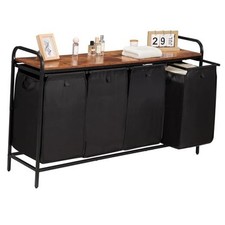 4 Section Laundry Hamper with Shelf, Laundry 46.0 Gal-174L-4 section BROWN