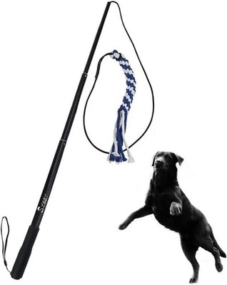 Flirt Pole for Dogs, Interactive Teaser Wand with 1 Fleece Rope Toy for Chase an