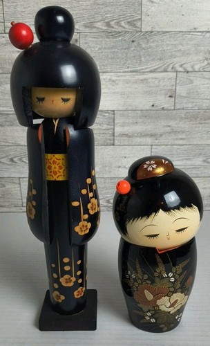 2 - Vintage japanische Urushi Lackware Kokeshi Holzpuppe von Muneyama