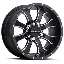 14x7 Raceline A77 Mamba UTV Black W/ Mach Spokes Wheels 4x115 (10mm) Set of 4