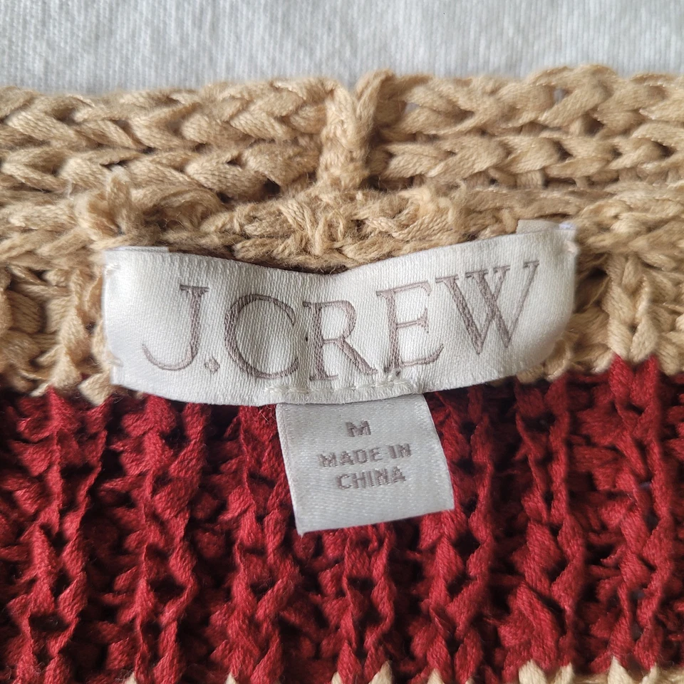 Suéter De Colección Y2K J.Crew Grueso Tejido Cuello en V Mediano Rayas Recortadas Mezcla de Algodón Foto 3 de 4