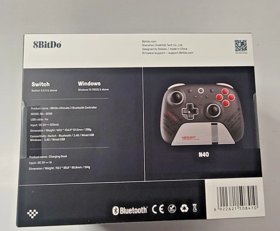 8bitdo 40th Anniversary NES Ultimate 2 Bluetooth Controller Windows New in Box - Image 3 of 4