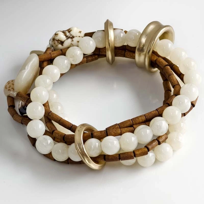 Pulsera elástica Chicos Boho cuentas hebras chic mujer fiesta vacaciones joyería Foto 2 de 4