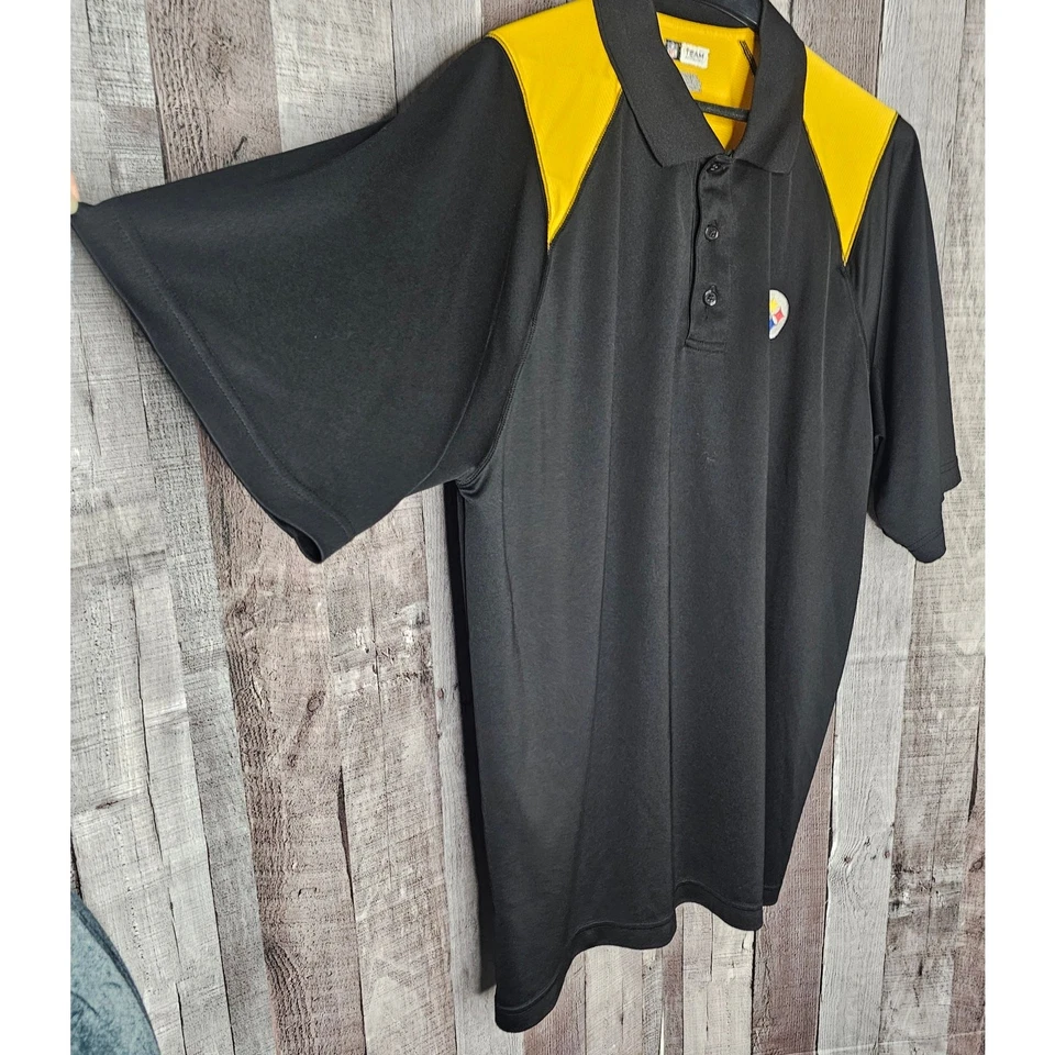 Camiseta polo del equipo de la NFL Pittsburgh Steelers fútbol americano regalo negro dorado REGALO XXL para hombre Foto 3 de 4