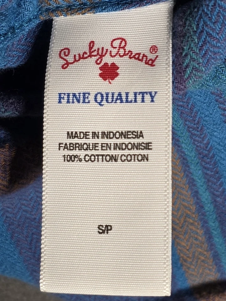 Camisa Lucky Brand Hombre Pequeña Azul California Calce Cuadros Manga Larga Abotonada Foto 3 de 4
