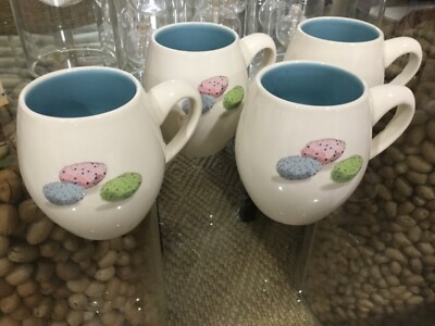 Rae Dunn 4 Easter Egg Mugs Blue Inside  Great Things Happen From The Inside 