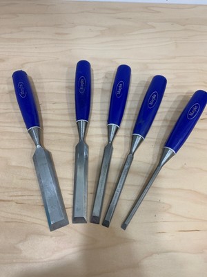 Vintage Set of Five Marples Blue Handle Woodworking Paring Vintage Set of Five Marples Blue Handle Woodworking Paring