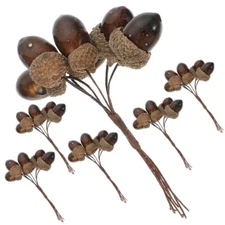 6 Pcs Acorn Floral Picks Sprigs Fir Decor Artificial Pine Nuts Cones