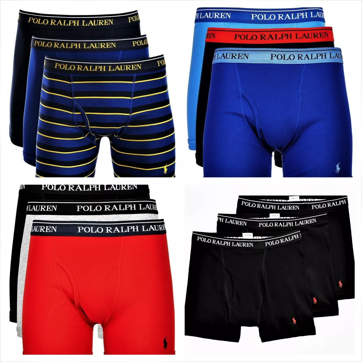 Polo Ralph Lauren Boxer Briefs Mens Underwear 3 Pack Gray Black Navy S M L XL