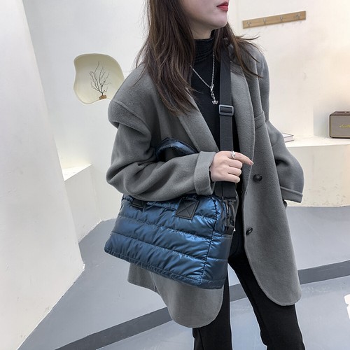 Women Autumn Tote Purse with Zipper Quilted Lattice Handbag Winter Puffer Bag - Picture 18 of 24
