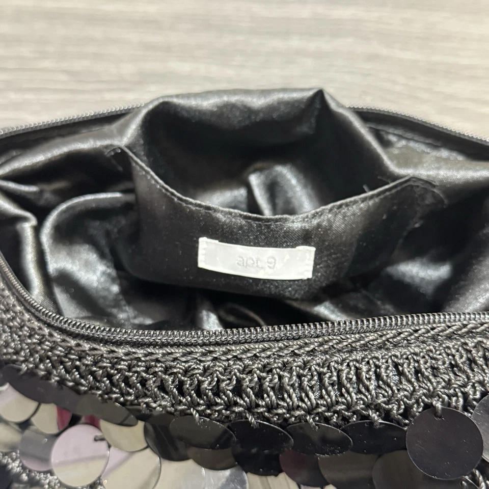 Cartera de hombro vintage Apt 9 lentejuelas y2k negra plateada herrajes Foto 4 de 4