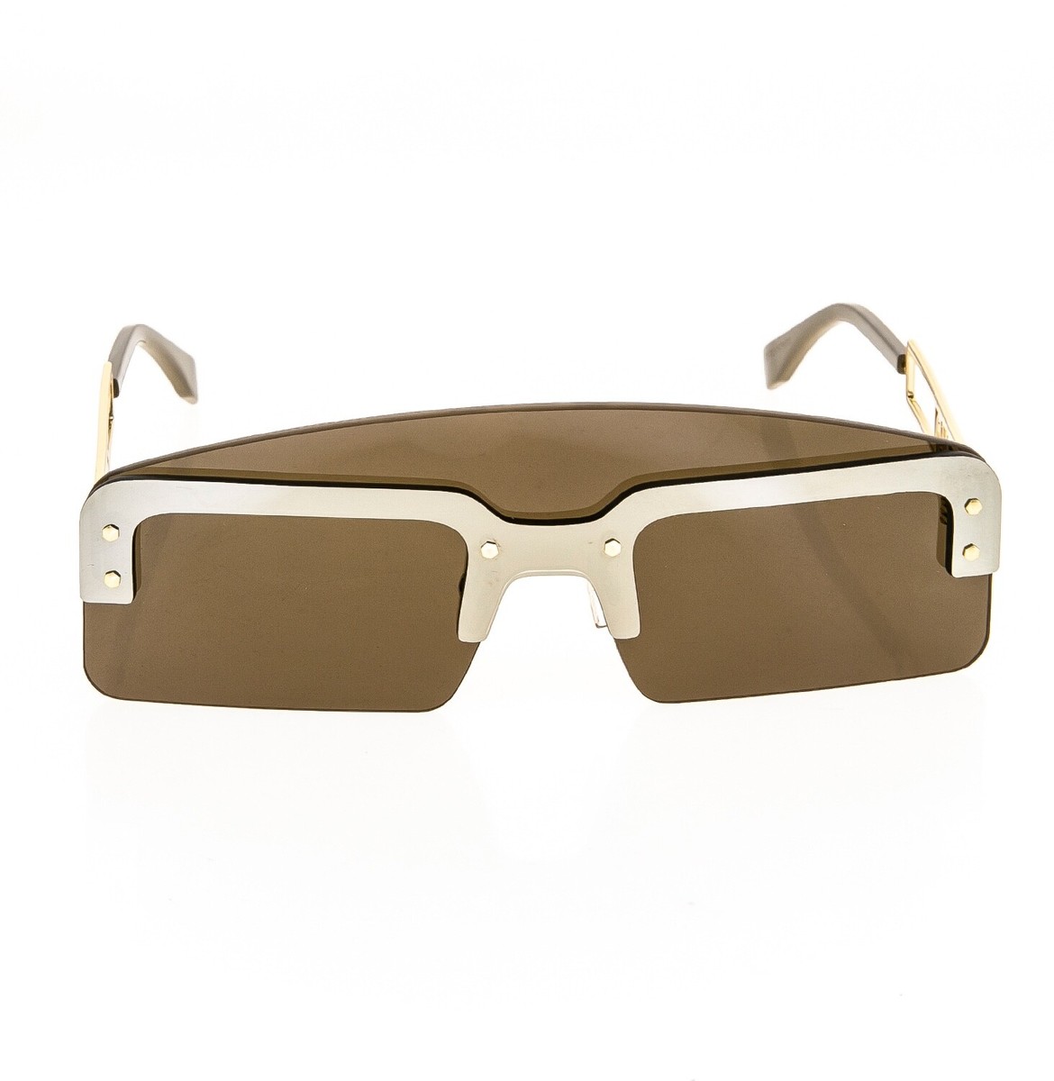 FENDI TECHNICOLOUR 40023 Brown Gold Futuristic Unisex Mask