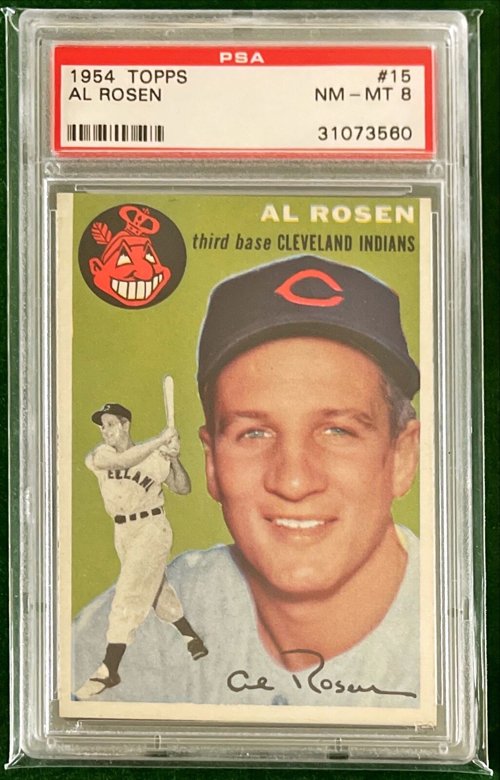 1954 TOPPS AL ROSEN #15 PSA 8 CLEVELAND INDIANS