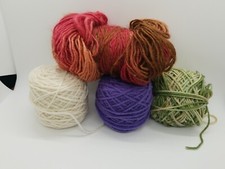 4 Yarns 6.6 Oz Total Lion Brand Landscapes Partial Skein Mixed White Purpl Green