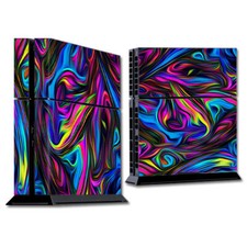 PS Playstation console skins decals wrap - Neon Color Swirl Glass
