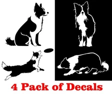 4 Pack of Border Collie Graphic Decals Car Truck Window laptop notebook Tablet