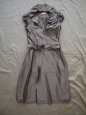 calypso silk wrap dress Calypso St. Barth Julia Silk Wrap Dress Sz XS Tan Almond V-Neck Sash Preppy Chic