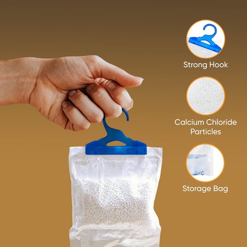 12 Hanging Wardrobe Dehumidifier Bags Damp Mould Moisture Mildew Condensation - Picture 2 of 7