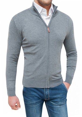 CARDIGAN MAGLIA UOMO DIAMOND INVERNALE GRIGIO GOLF PULLOVER CON CERNIERA |  eBay