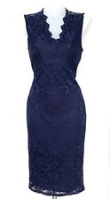 Ladies Navy Stretch Lace Sleeveless Midi Party/Cocktail Dress UK 8 Stunning Back