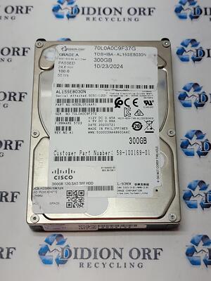 TOSHIBA 300GB 2.5'' SAS HDD 10000 RPM AL15SEB030N, GRADE A, SKU 12898