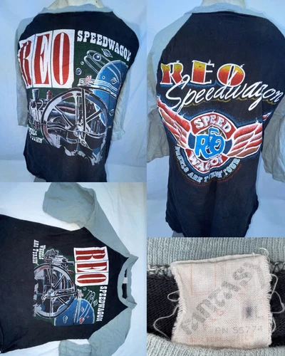 80S REO SPEEDWAGON WHEELS ARE TURNIN ROCK TOUR CONCERT B 1980s vintage concert t-shirt, vintage, single stitch, B+ condition
