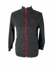 Girl's Large Jacket Puma Grey Fleece Full Zip Long Sleeve High Neck