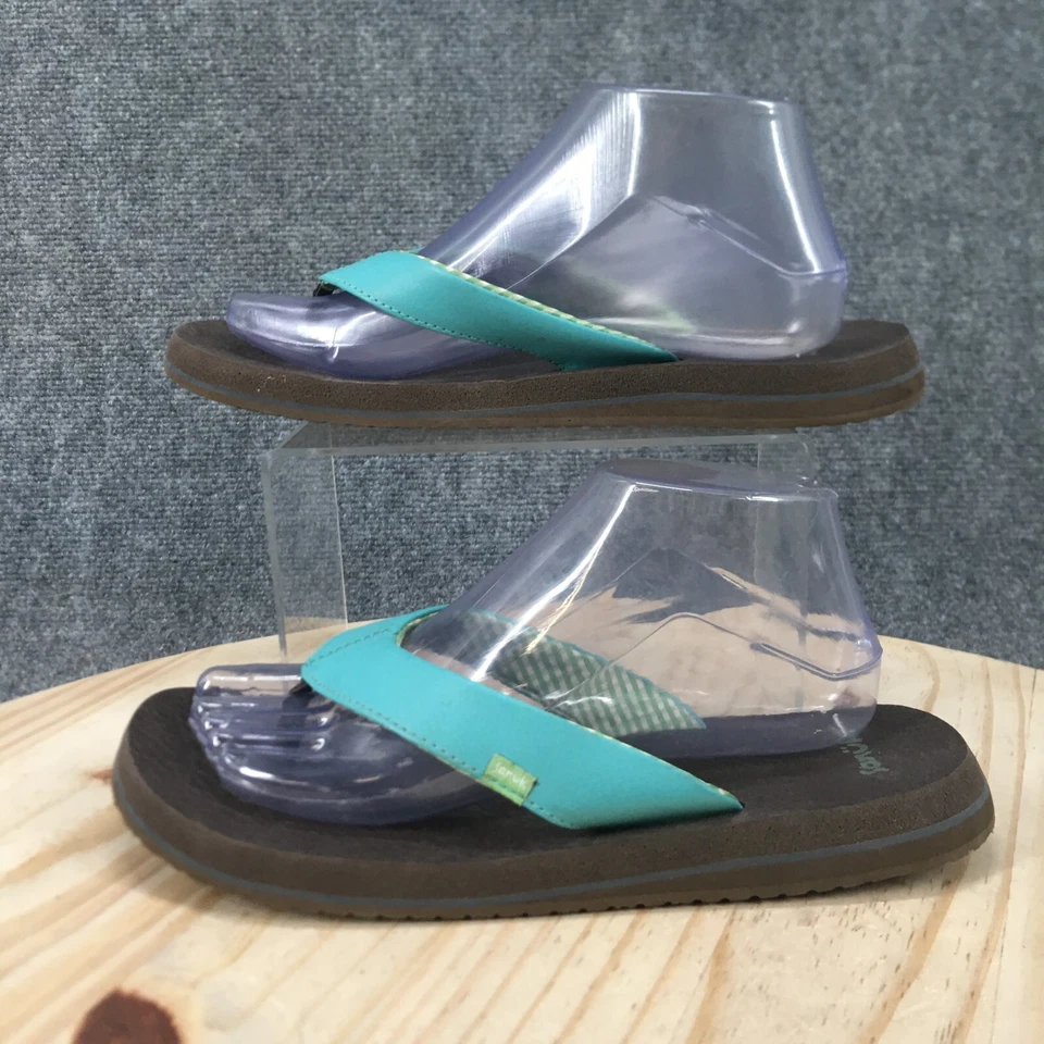 Sandalias Sanuk para mujer 9 estera de yoga chanclas puntera azul sin cordones planas SWS2908 Foto 2 de 4