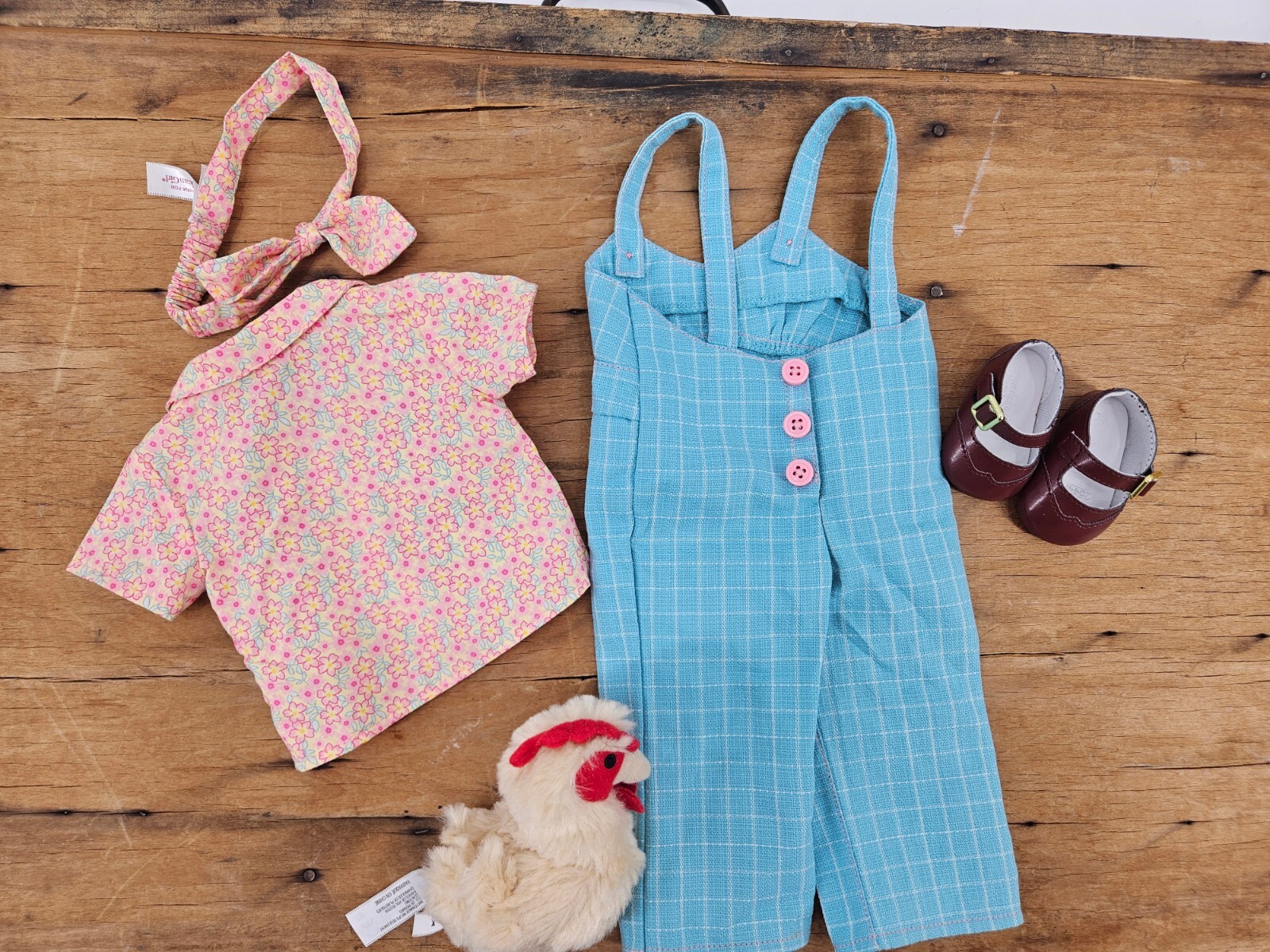 American Girl Kit's Chicken Keeping Set Complete Overalls Shoes Shirt eBay