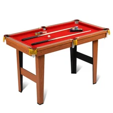 48 Inch Mini Table Top Pool Table Game Billiard Set - Color: Red