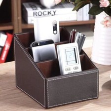 TV Remote Control Rack PU Leather Box Storage Organiser Stand Holder Container
