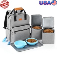 Dog Travel Backpack Airline Approved Organizer 25L W/ Food Containers Bowls New