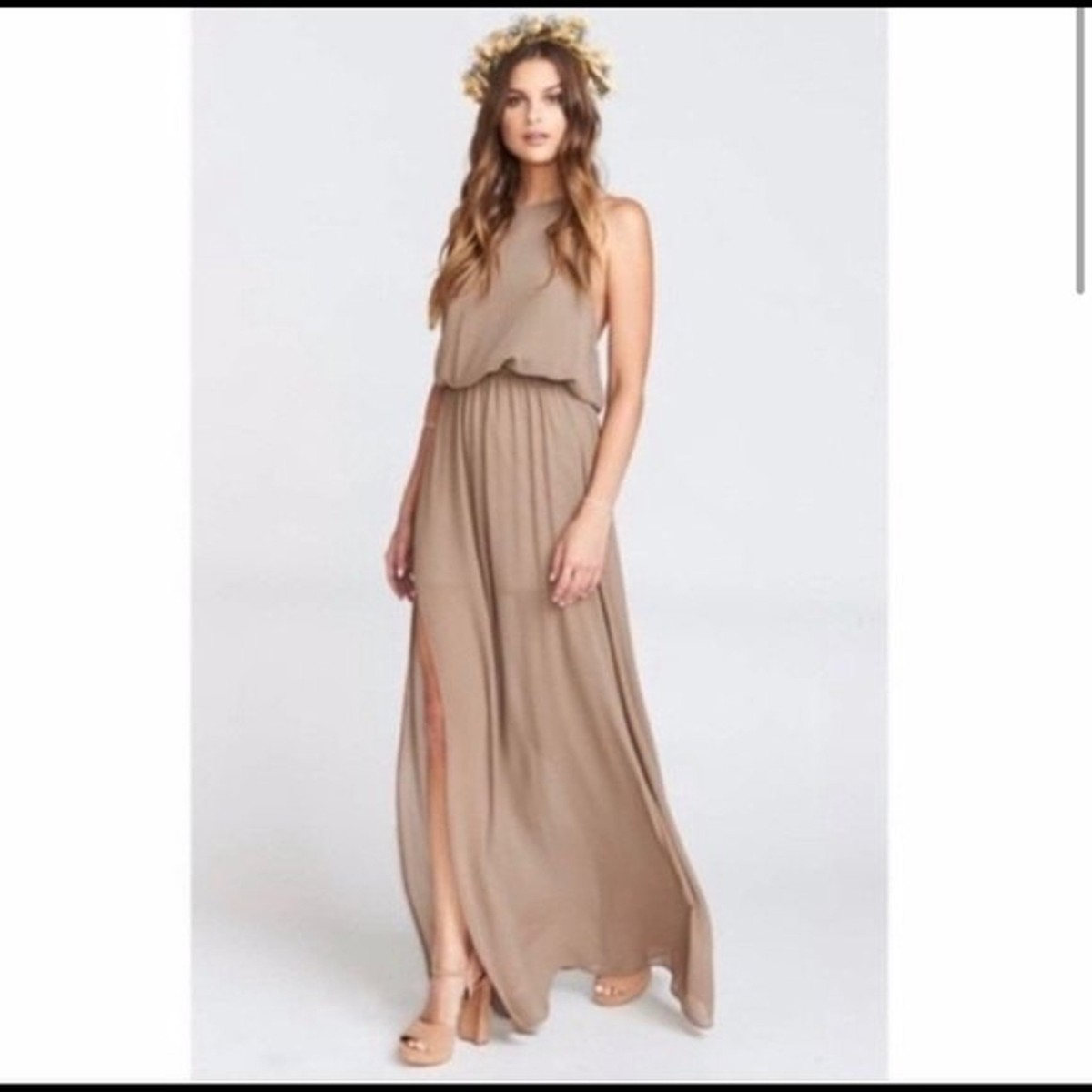 dune color bridesmaid dresses Show me your MuMu Chiffon Dune Bridesmaid Dress Maxi Empire Waist