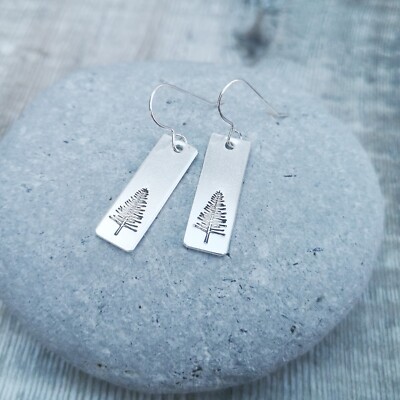 925 Sterling Silver Evergreen Tree Print Stud Earrings Gift For Women TreeLovers