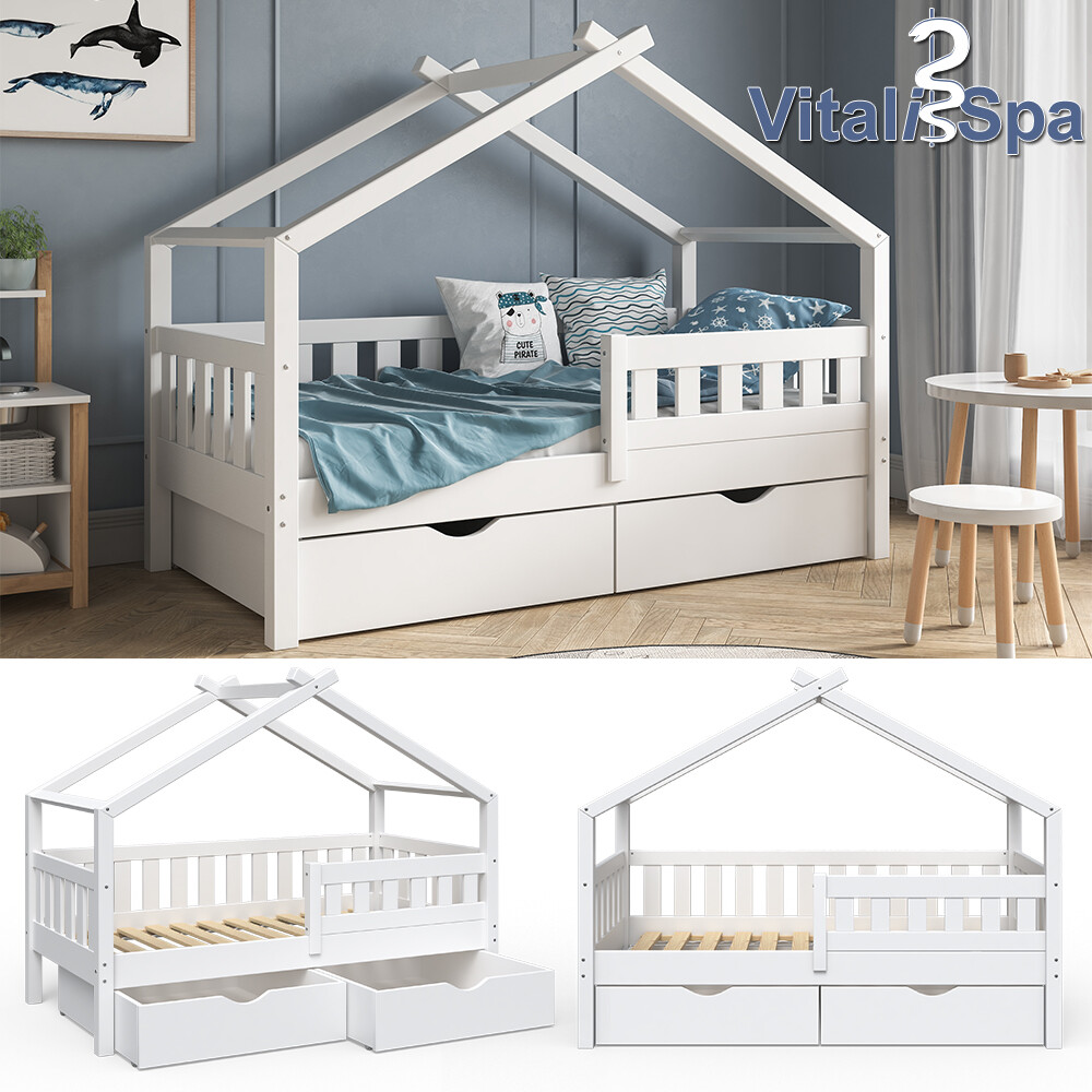 Lit VitaliSpa Jessica Lit Enfant VitaliSpa Jessica 70x140 Cm - Gris/Blanc - Avec Tiroir - Sans Matelas Lit Bébé Design étoilé