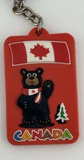 Red Canada Keychain Rubber Bear Flag Tree Key Ring Souvenir