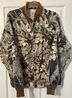 Vtg 80s Mossy Oak Camouflage Mens Large Bomber Jacket USA