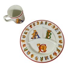 1994 Tiffany  Co. ALPHABET BEARS ABC Divided Ceramic Plate And Cup - Unused