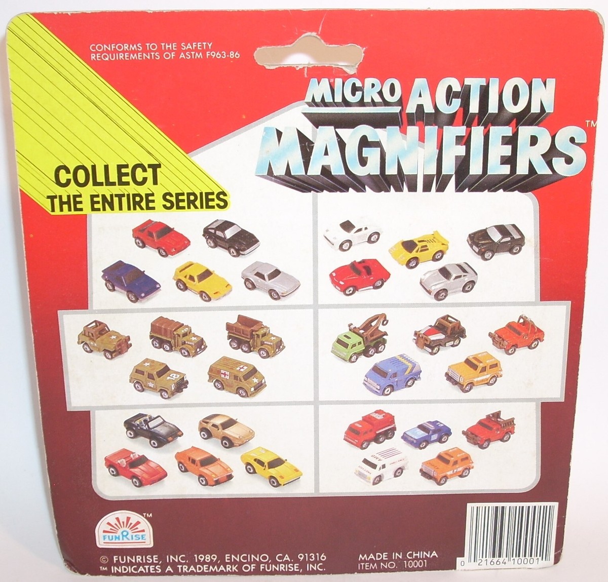 マイクロマシン・シリーズ　ミニカー＆ミニチュア 1989 Funrise MICRO ACTION MAGNIFIERS 5 Car Set SEALED New 1.25