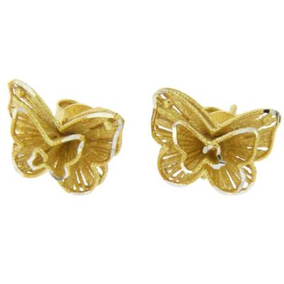 GlassOfVenice Ohrringe Schmetterling Blume Sterlingsilber vergoldet
