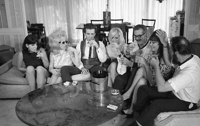 1960s Vogel Negative, sexy pin-up girls & men drinking, swingers party