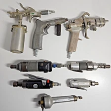 Vintage Lot of 8 Pneumatic Air Tools - Grinders, Sprayers - Puma, ARO, Desoutter