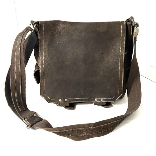 David King Boston Brown Rustic Suede Leather Crossbody Messenger Bag Snap Pocket - Picture 1 of 17