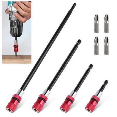 1/4'' Hex Magnetic Drill Bit Holder Extension Set 2'' 4'' 6'' 12'' for Impact Driver