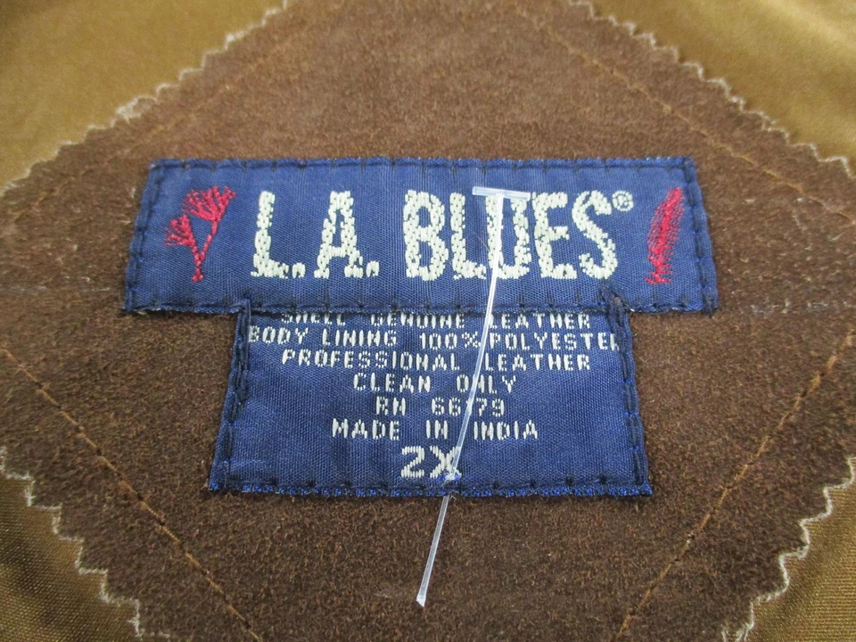 Chaleco LA Blues Mujer 2X Marrón Gamuza Floral Bordado Western Boho Cuero Foto 2 de 4