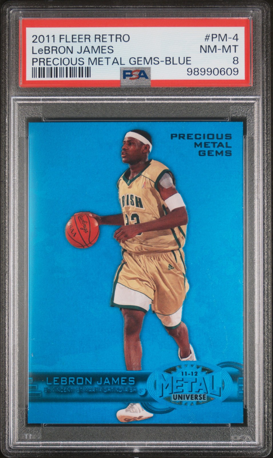 2011 FLEER RETRO PRECIOUS METAL GEMS BLUE #PM-4 LEBRON JAMES 6/50 PSA 8