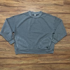 Free People Movement Metti Crewneck Sweatshirt Womens Small Washed Gray Relaxed