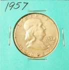 1957 Ben Franklin US Half Dollar, 90% Silver, Circulated
