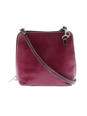 Vera Pelle Women Red Leather Crossbody Bag One Size