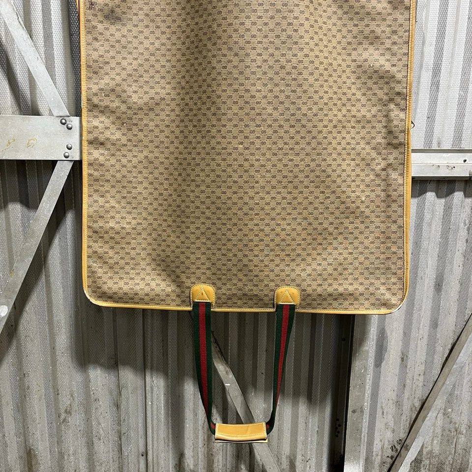 Gucci GG Plus Monograma Ropa de Viaje Traje Bolso Transportador con Percha De Colección Años 80 Foto 3 de 4